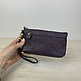 Великий шкіряний гаманець косметичка з ремінцем на руку С05-КТ-10216 Фіолетовий, фото 3