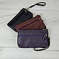 Великий шкіряний гаманець косметичка з ремінцем на руку С05-КТ-10216 Фіолетовий, фото 5