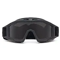 Тактичні захисні окуляри маска Daisy Чорна зі змінними лінзами панорамні незапотівні HH, код: 8447241
