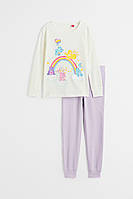 Пижама (лонгслив и штаны) для девочки H&M 1100751-003 122 см (6-7 years) Комбинированный