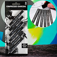 Вугільна воскова крейда, набір 6шт "Art Nation", Чорний (Воскові олівці для малювання)