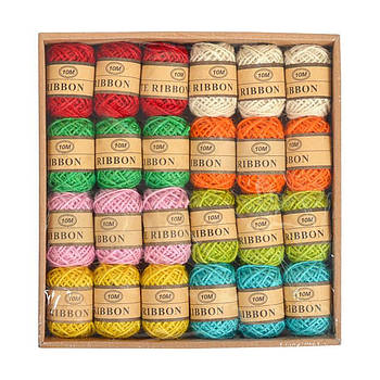 Моток джутових ниток 10 м з 8 різних кольорів для творчості та декору предметів 006 в упаковці 24 шт