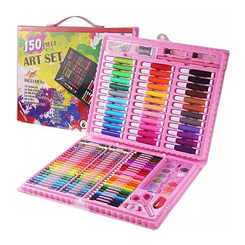 Набір художній для дитячої творчості в рожевій валізі на 150 предметів LK202312-21