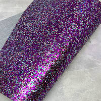 Екошкіра(кожзам) для рукоділля - Великі блискітки, розмір 20*30 см, арт 010031, колір-фіолетовий, Фіолетовий