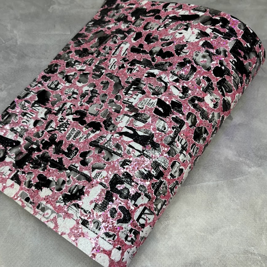Екошкіра Fashion, розмір 20*28,5 см, колір рожевий -гліттер, арт 07905, 1 лист, Рожевий, фото 1