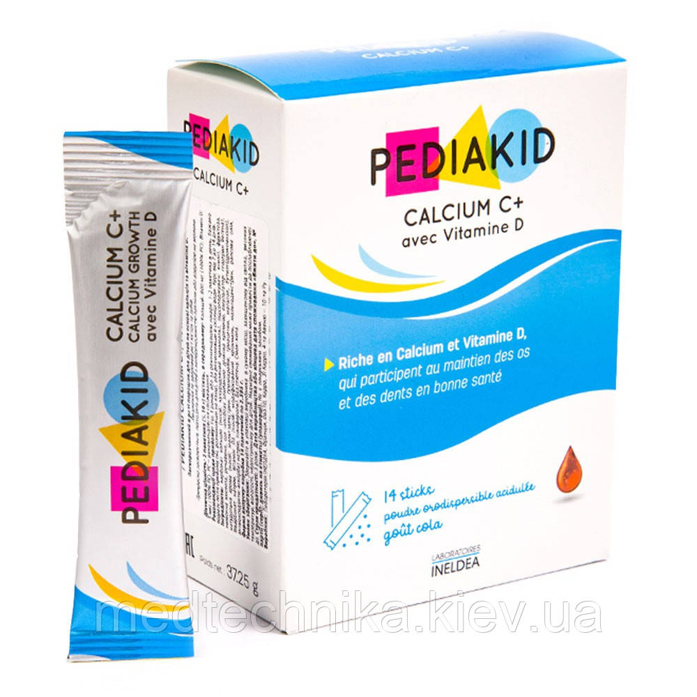 Кальцій С+ для дітей, 14 стіків, Pediakid, фото 1