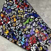 Екошкіра (кожзам)-Кеди мікс на чорному, розмір 20*29 см, Різнокольоровий