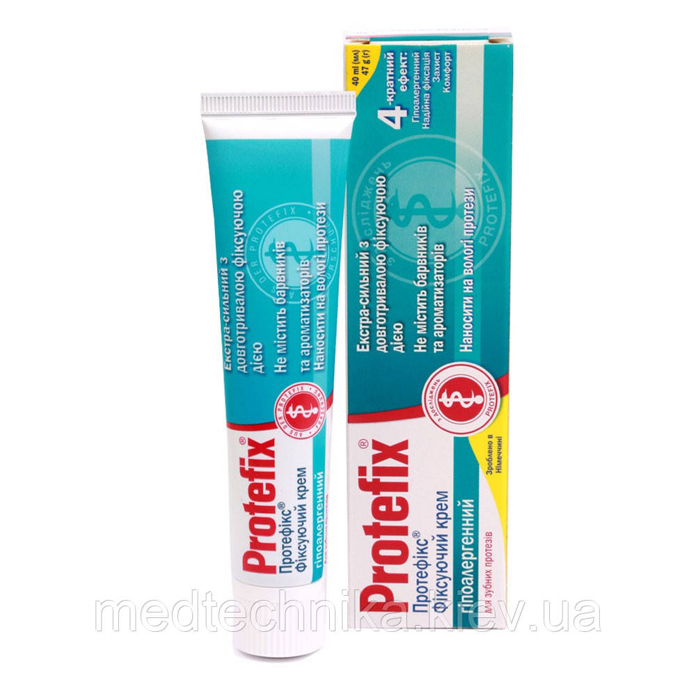 Крем для фіксації зубних протезів, гіпоалергенний, 40 мл, Protefix, фото 1