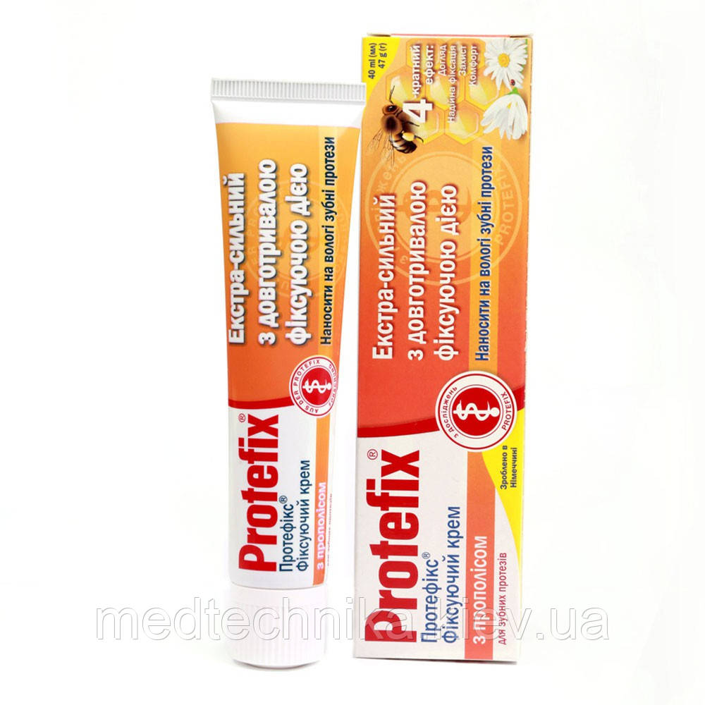 Крем для фіксації зубних протезів, з прополісом, 40 мл, Protefix, фото 1