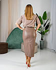 Жіноча спідниця Вів'єн беж, демісезонна спідниця з еко-шкіри на замші, фото 5