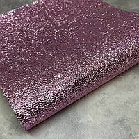 Экокожа (кожзам) для рукоделия (металлизированная), размер 20*37 см, цвет-розовый., Рожевий