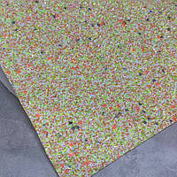 Екошкіра (глітер), розмір 20*30 см, колір-оранжевий-салатовий-білий, арт 07946, 1 лист, Різнокольоровий