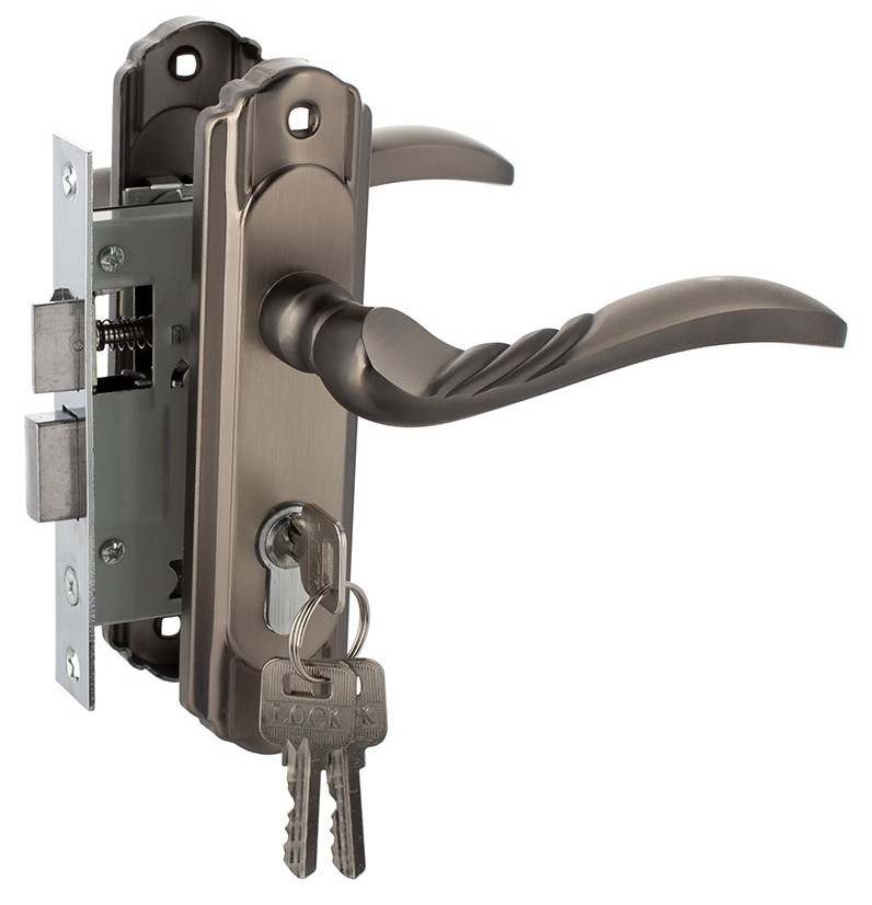 Ручка на планці з замком FZB 50 мм Grafit (15-186-004), фото 1