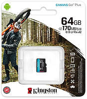 Карта пам'яті micro SDXC 64Gb KINGSTON Canvas Go! Plus (class10) UHS-I U3 V30 A2