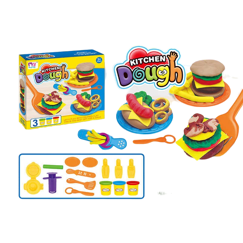 Набір тіста для ліплення 3 кольори Kitchen Dough Series Фастфуд
