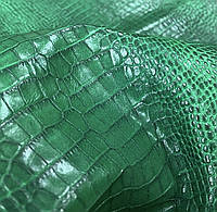 Натуральна шкіра з тисненням КРОКО, колір зелений, товщина 0.8-1.0 мм, Італія