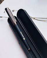 Ручка подарочная с гравировкой на заказ в футляре, черный металл
