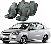 ЧЕХЛЫ НА СИДЕНИЯ РILOT Chevrolet Aveo II/III, Vida седан кожзам+ткань серые