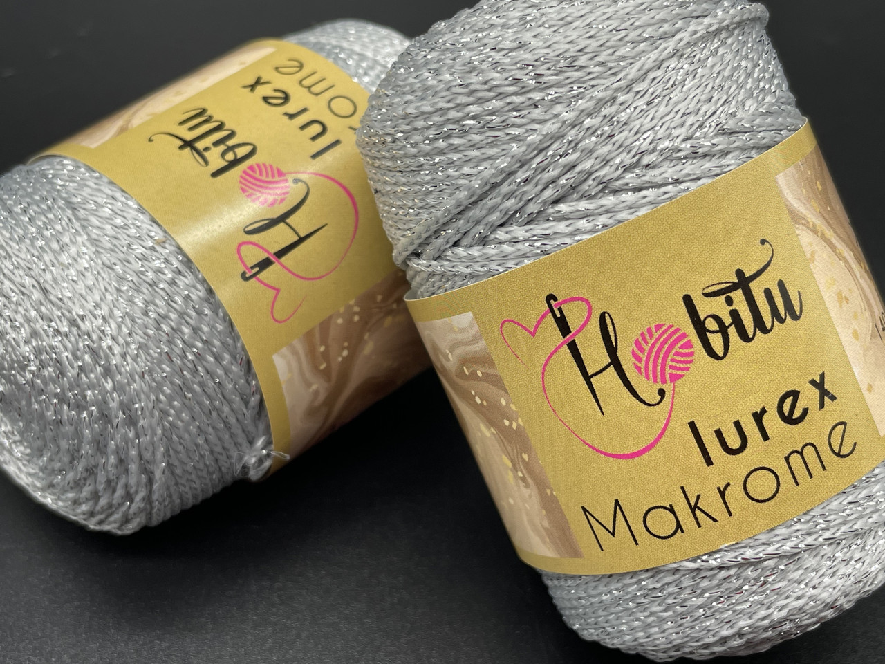 Пряжа Macrome Lurex Hobitu-060 світло-сірий, фото 1