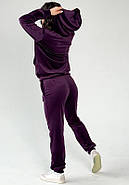 Жіночий велюровий костюм на змійці, стильний однотонний костюм: кофта+штани, фіолетового кольору, 50, фото 2