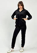 Жіночий велюровий костюм на змійці, стильний однотонний костюм: кофта+штани, фіолетового кольору, 50, фото 3