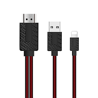 Конвертер Lighting (папа) на HDMI(папа) 1,8м, Black - Red, 4K - 2K, BOX