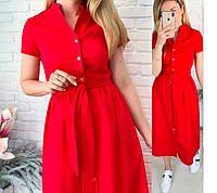 Літнє жіноче котонове довге плаття на ґудзиках (фісташковий, червоний, блакитний, чорний, фрезовий) 42-44,
