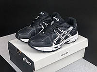 Кроссовки женские Asics Gel черно-белые, сетка, кожа Женские повседневные кроссовки для спорта бега асикс гель