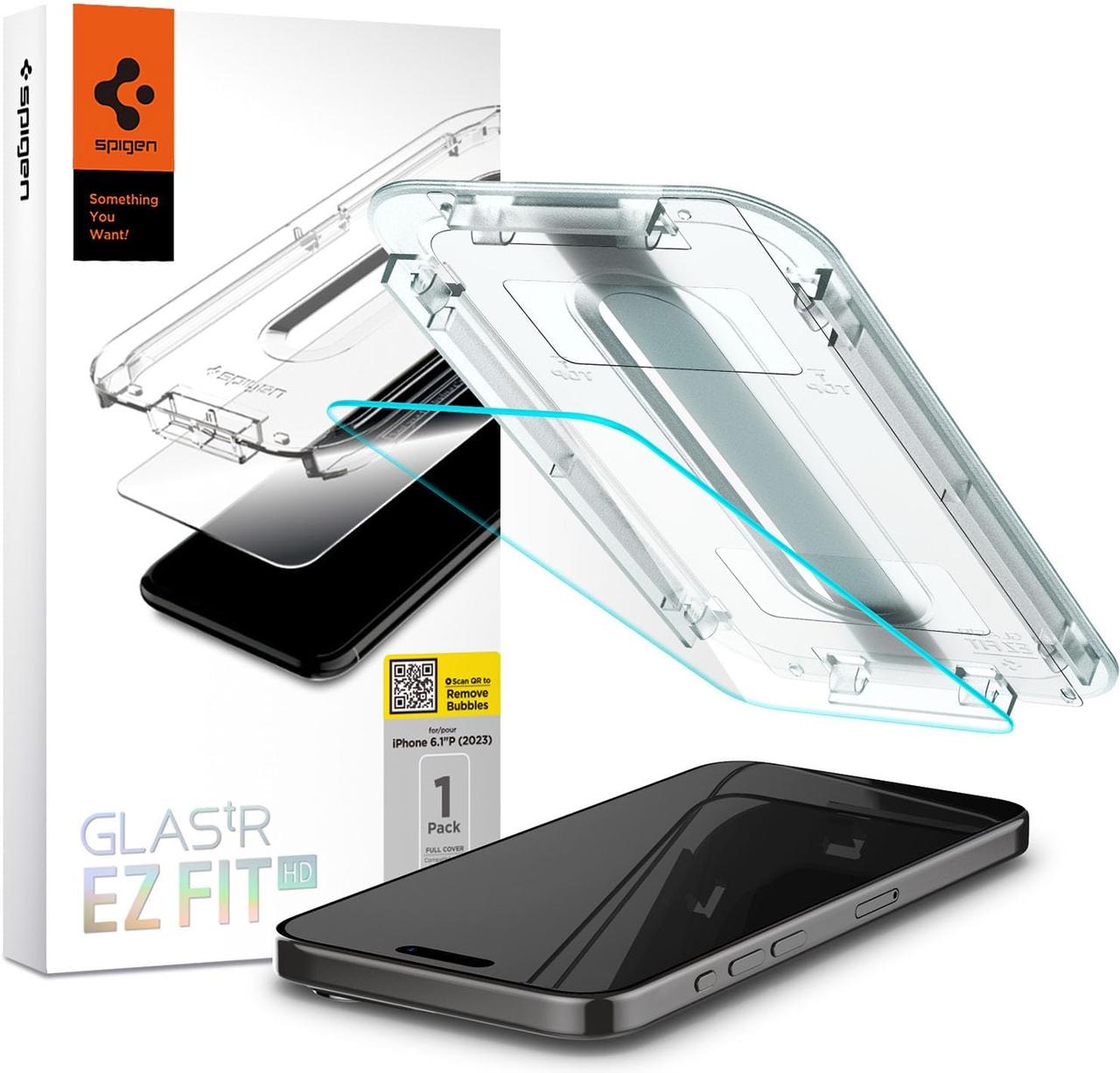Захисне скло Spigen для iPhone 15 Pro - EZ FIT GLAS.tR (1 шт), Clear (AGL06898)