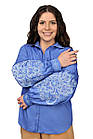Жіноча котонова сорочка з вишивкою (блакитний), фото 2