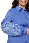Жіноча котонова сорочка з вишивкою (блакитний), фото 3