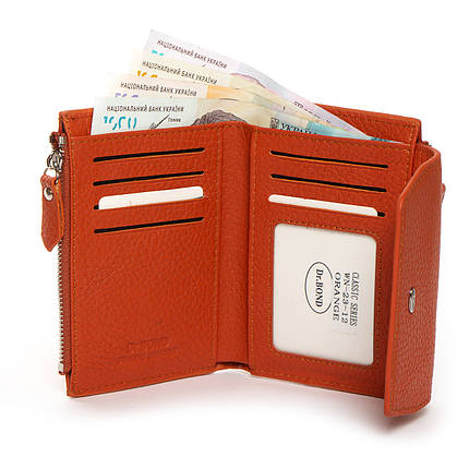 Кошелек женский оранжевый на магните маленький кожаный монетница снаружи 7 карманов для карт Dr. Bond WN-23-12, фото 2