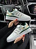 Жіночі кросівки Adidas Forum 84 Low White Green Yellow Адідас Форум білі з зеленим шкіряні на липучці осінь весна літо, фото 3
