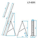 Драбина алюмінієва 3-секційна універсальна розкладна INTERTOOL LT-0311, фото 4