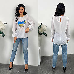 Жіноча блуза 999 (42-44, 46-48, 50-52, 54-56) (кольори: білий) СП