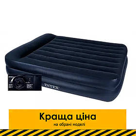 Надувне ліжко з підголовником та вбудованим електронасосом (152-203-42см.) Intex 64124