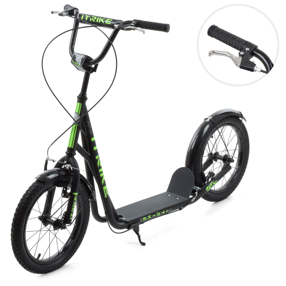 Самокат підлітковий, для дорослих, ручне гальмо, iTrike SR 2-045-2-B, чорний, фото 1