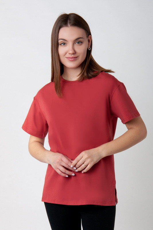 Футболка жіноча однотонна oversize / стрейч-кулір