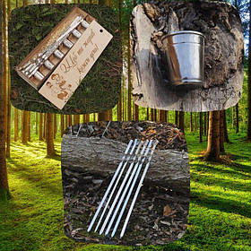 Комплект Тубус + чарки 6 шт. + шампура з метал. ручкою 6 шт. Набір для пікніка, відпочинку на природі