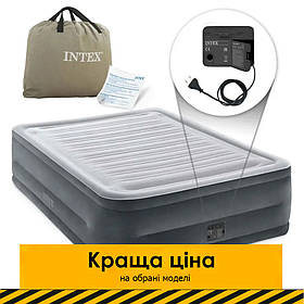 Надувне ліжко велюр із вбудованим електричним насосом (203-152-56см) Intex 64418