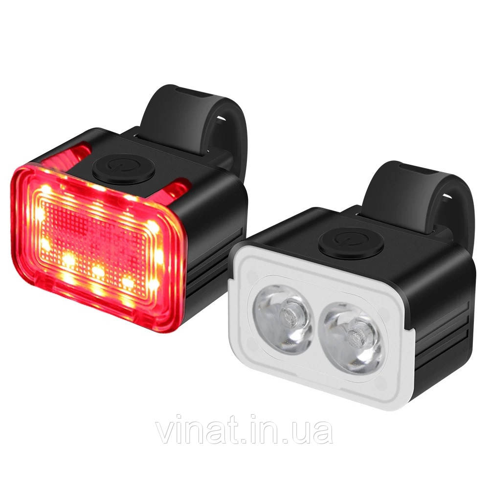 BORUiT L6 Набір велосипедних фар IPX6 водонепроникні 230 люмен XPG SMD з TYPE-C