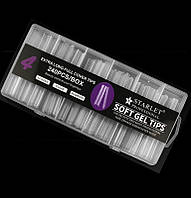 Гелевые типсы Starlet Professional Soft Gel Tips №4, 240 шт., экстра длинный арочный квадрат, прозра