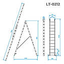 Драбина алюмінієва 2-секційна універсальна розкладна INTERTOOL LT-0212, фото 3