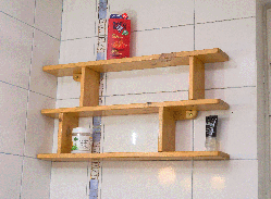 Полиця у ванну кімнату потрійна Дерев'яна 15 х 80 х 42