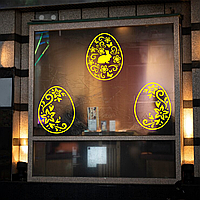 Наклейка виниловая интерьерная декор на окно (витрину, стекло, зеркало) "Пасхальные яйца. Крашанки" с оракала