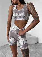 Велосипедки та топ для спорту комплект кавовий