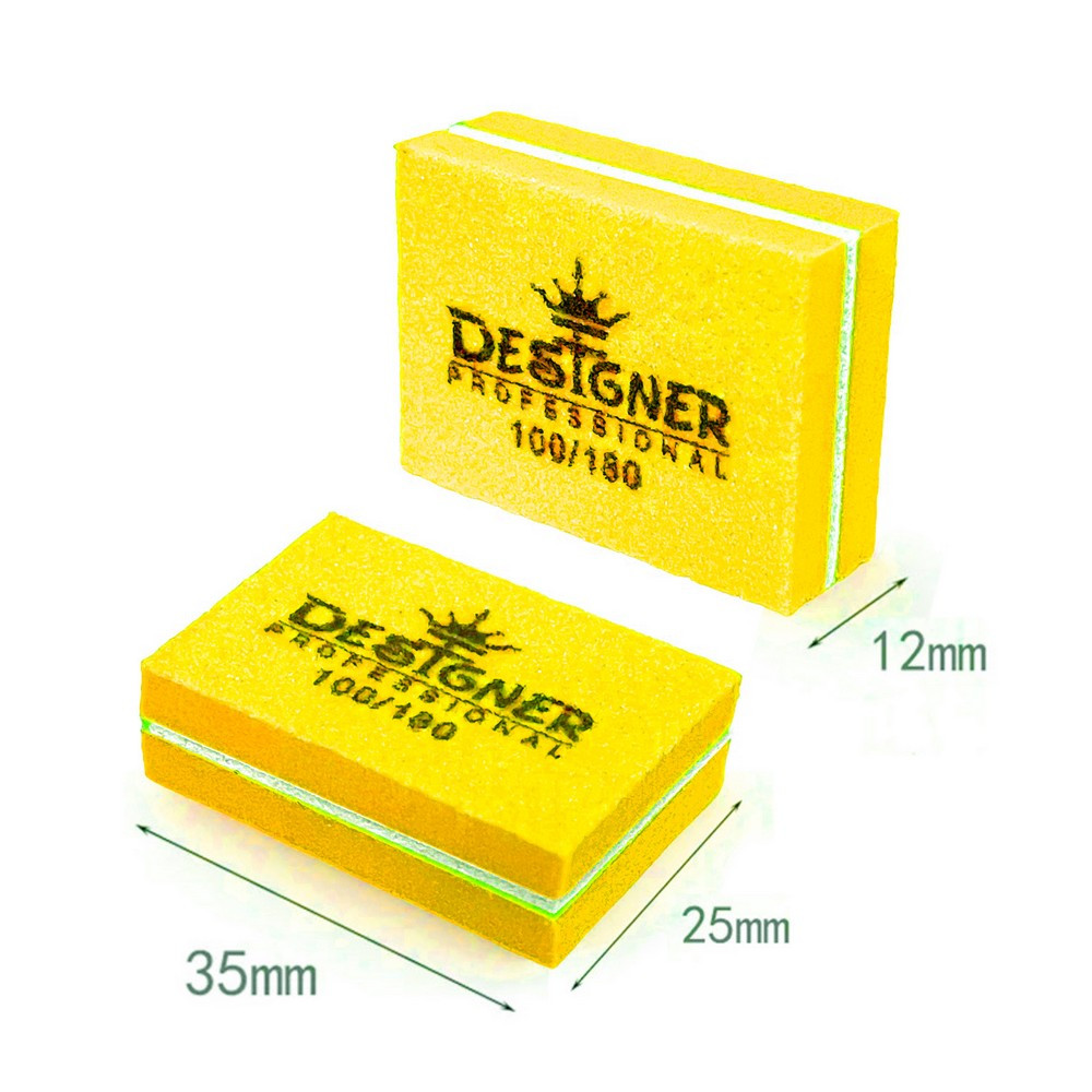 Баф прямокутний міні Designer Professional, 3.5 см, 100/180, Жовтий, фото 1
