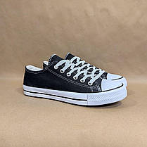 Черные кеды конверсы converse black женские подростковые унисекс тканевые летние текстиль, фото 3