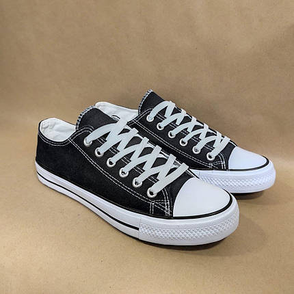 Черные кеды конверсы converse black женские подростковые унисекс тканевые летние текстиль, фото 1