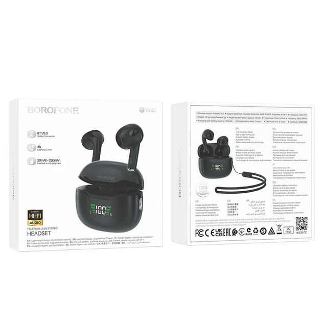 Гарнітура Double з кейсом Bluetooth Borofone BW40 Gratified 132шт 6669, фото 1